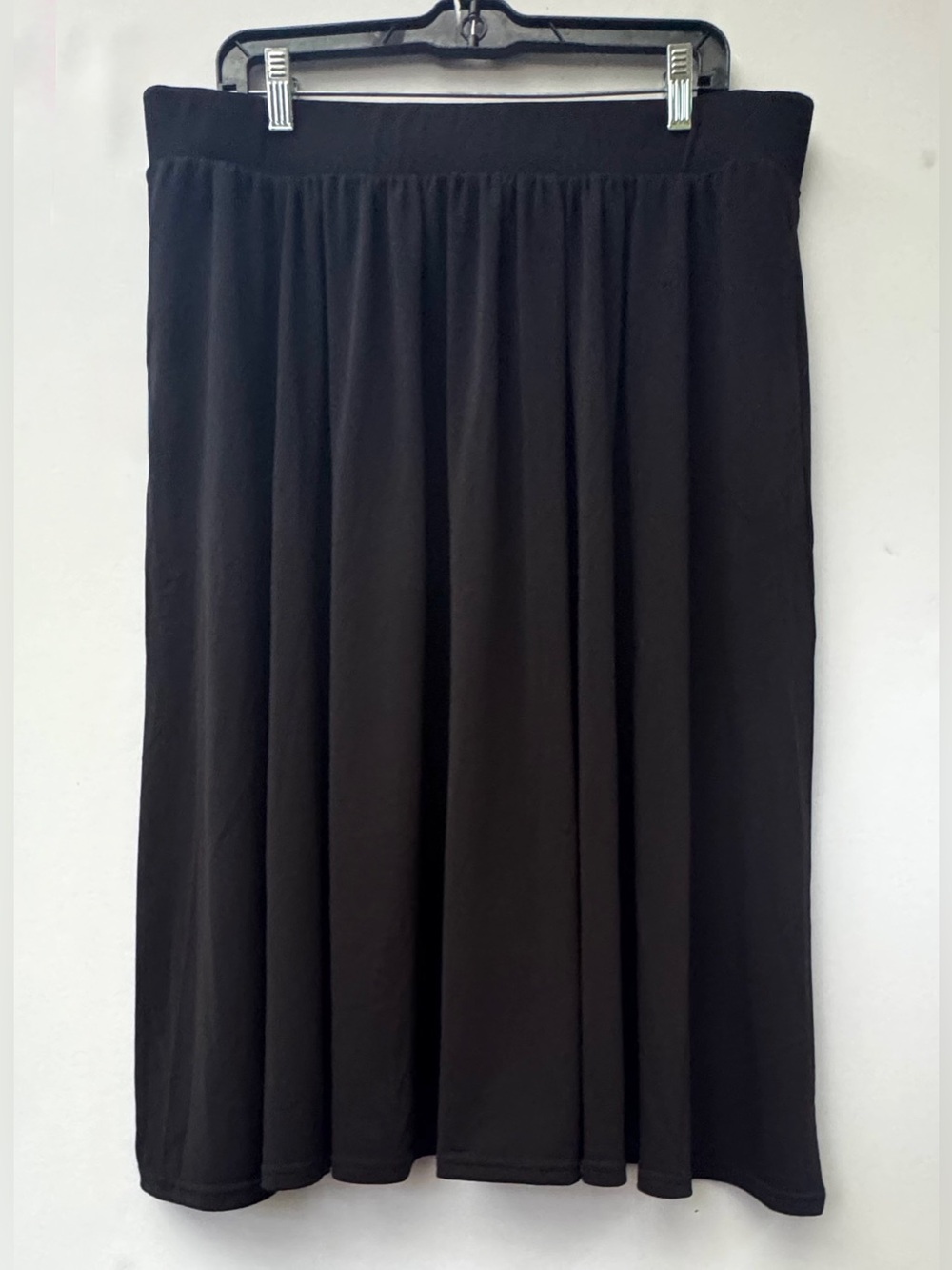 leota Black Women's Pull-On Midi Skirt with Pockets XXL